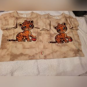 Brown twin boy matching shirts